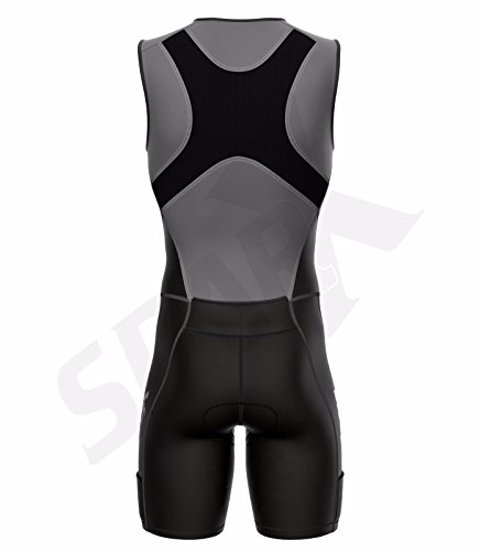 Sparx Men`s Triathlon Suit Tri Race Skinsuit Bike-Swim-Run 3 Pockets Italian Fabric (Gray, 2Xl) #TOP3