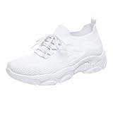 Zapatillas de deporte para mujer, transpirables, ligeras, para correr, para correr, para deporte, al aire libre, fitness, baloncesto, malla cómodas, para correr, caminar, atletas, deportes, blanco, 40