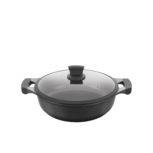 METALTEX XPERT-Cacerola Baja Aluminio Fundido, 26 cm, Antiadherente ILAG 3 Capas, Full Induction válido para Todo Tipo de cocinas, 50 W, 5.3 litros, Negro