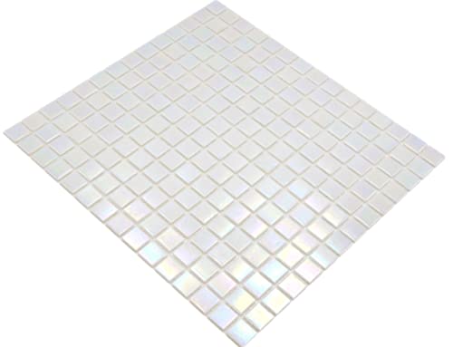 Carreaux de mosaïque blanc iridium pour piscine, carrelage en verre brillant, carré, mur, sol, cuisine, salle de bain, douche