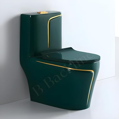 Image of B BACKLINE Ceramic One Piece Floor Mounted Western Toilet /Syphonic Commode /European Commode /Water Closet 12 inch Distance From Wall To Outlet, S Trap Outlet Is From Floor (Dark Green Glsosy)