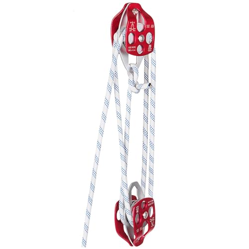 Happybuy Twin Sheave Block and Tackle, 7700LBS Capacity, 100Ft 1/2Inch Rope! Heavy-Duty Pulley for Lifting