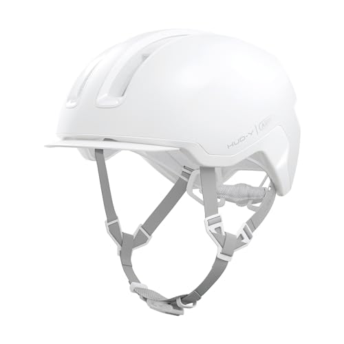 ABUS Fahrradhelm HUD-Y mit Rücklicht, Pure White, L – Ansicht 4