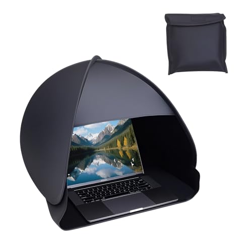 Portable Sun Shade for Working Outside - Up to 18 UV Shield & Sun Tent | Foldable Outdoor Computer Cover with Glare Reduction | Fits Most Laptops (Black)