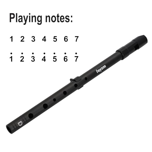 Rayzm Gwizdek blaszany / gwizdek irlandzki, D-Key 6-otworowy aluminiowy gwizdek grosza dla początkujących (czarny)