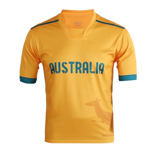 SINLEISI Australia Fan Soccer Jersey for 2026 World Cup Fan Soccer Jersey (Australia Medium) White