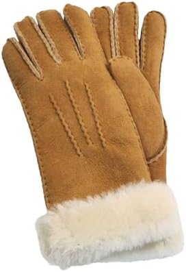 Infinity Leather Womens Sheepskin Suede Gloves with Fur Cuff