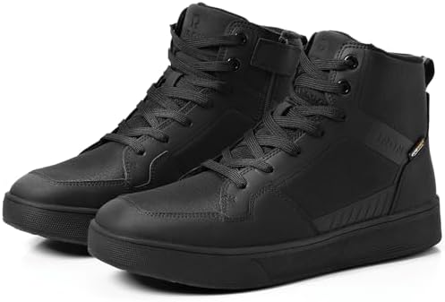 RIDEIRON Motorradschuhe Herren CE-konform Rutschfeste | Motorradstiefel geeignet wasserdicht rutschfest atmungsaktiv modisch und bequem Schwarz 40-46