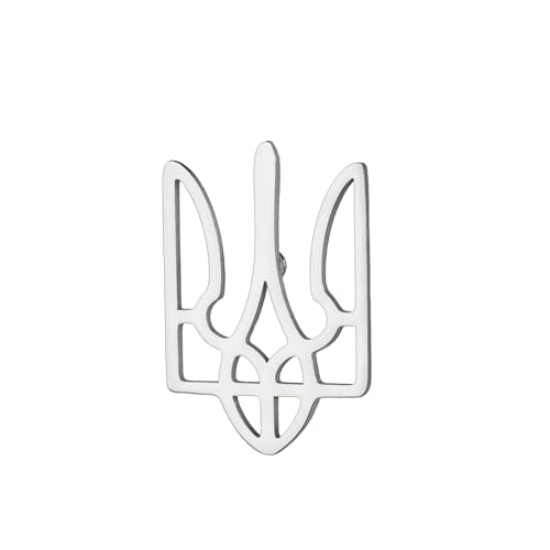 Dreamtimes Ukrainian Symbol Brooch pins Ukrainian Coat of Arms Lapel Pin for Men Women Ukraine Trident Inspired Jewelry Ukraine Remembrance Pin Patriotic Gift (Silver)