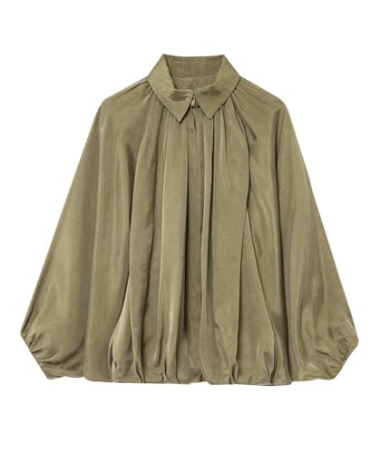 Balloon Sleeve Jacket for Women, Womens Puffed Bomber Jacket, Long Sleeve Pleated Streetwear