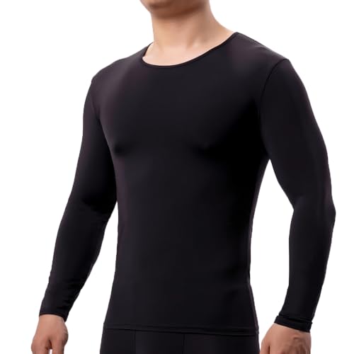 Men's Sheer Undershirt Underwear Long Sleeve T-Shirt Sleepwear Slim Fit Elastic Tops Shirts