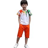 OnlyAngel Boys Colorful Outfits Short Sleeve Top & Elastic Waist Shorts Set Age 4-11 (8-9 Years, Ora