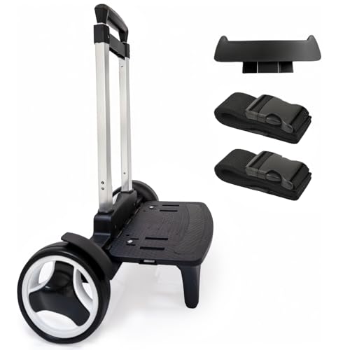 Mochila de rodinhas com rodas silenciosas para subir escadas, moldura de alumínio dobrável, alça ajustável, grande capacidade de 35 kg – serve para bolsas de viagem, bolsas de livros, compras – preto