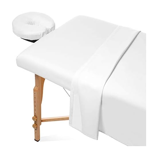 Saloniture 3-Piece Microfiber Massage Table Sheet Set - Premium Facial Bed Cover - Includes Flat and Fitted Sheets with Face Cradle Cover - White