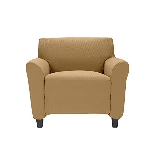Premius Vivian Stretch Diamond Living Room Chair Cover, Stretchy Soft & Comfortable Feel Fabric, Protects and Transforms Furniture, Machine Washable, 96.5x23.6 Inches (Beige)