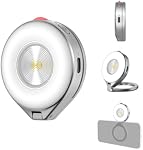 TELESIN 2-in-1 Magnetic Selfie Light & Flash Light for iPhone, 5000 Lux | Magnetic Ring Light, LED Selfie Ring Fill Light for Content Creation/Vlogging/Selfie/TikTok/Video/iPhone/Android, Silver