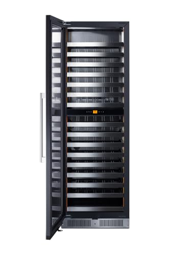 Summit 24"Wine Cellar, 98 Bottle, Shallow Depth, Dual Zone Winecellar, Stainless Steel- SDHWC98LHD on Fridge.com
