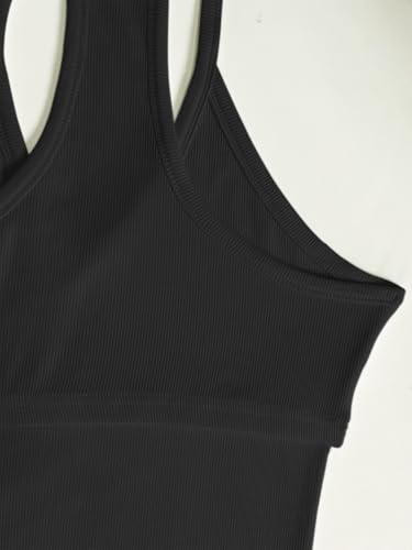 Jar of Love Women's Workout Tank Top with Built-in Shelf Bra-V-Neck Racerback Ribbed Cami for Gym, Yoga, Running3