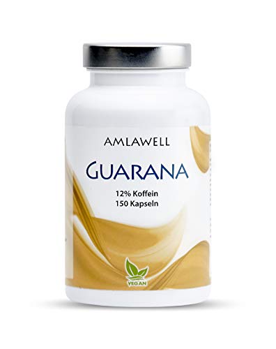 AMLAWELL Guarana Kapsel - 150 Kapseln Guaranasamenpulver mit 12% Koffein (120 mg Koffein pro Tagesdosis), vegan Cover