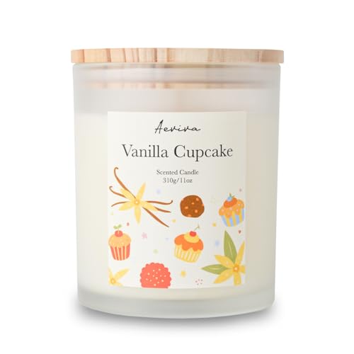 Aeviva Vanilla Cupcake Scented Candle, 11oz 60 Hour Burn, Natural
