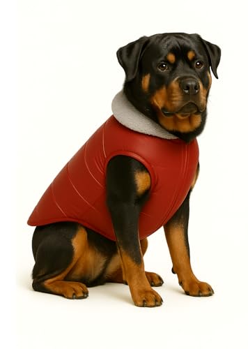 Image of The Pets Company Dog Winter Coat Jacket, Clothes, Windproof, Waterproof, Light Weight, Washable, Ultra Warm Thick Fleece Lined Dog Vest for Cold Weather Protection, (Maroon, X-Large - 28 Inch)