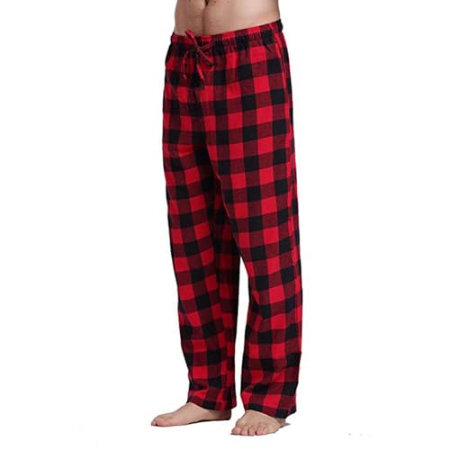 Pajama Pants Men Flannel Plaid Pj Pants Drawstring Lounge Bottom Sleep Pants with Pockets2