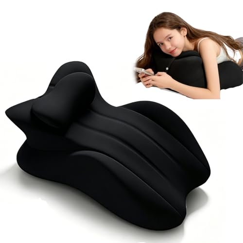 Wedge Pillow with Small Support Pillow Ergonomic Memory Foam Wedge Pillows for Female Comfortable Wedge Pillows for Neck and Back Small Wedge Pillows for Sleeping Reading Back Pain Relief (Black)