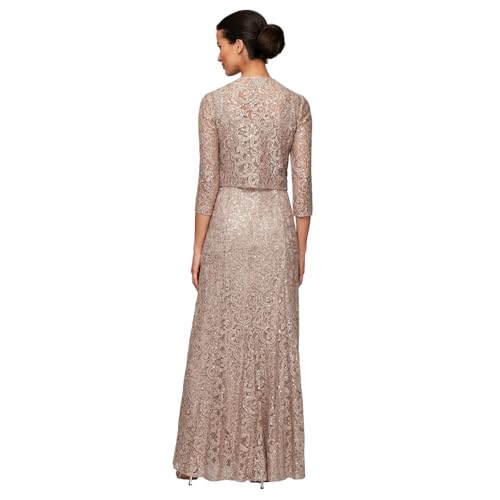 Alex Evenings Women's Long Lace Jacket Dress3