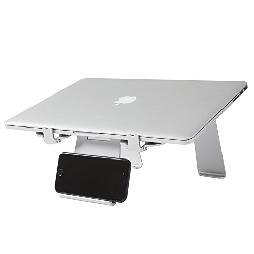 Flash Deals - 50% OFF DiiZiGN:Foldable Adjustable Laptop Stand with Phone Holder (Space Grey, Silver, Gold, Rose Gold)(Silver)