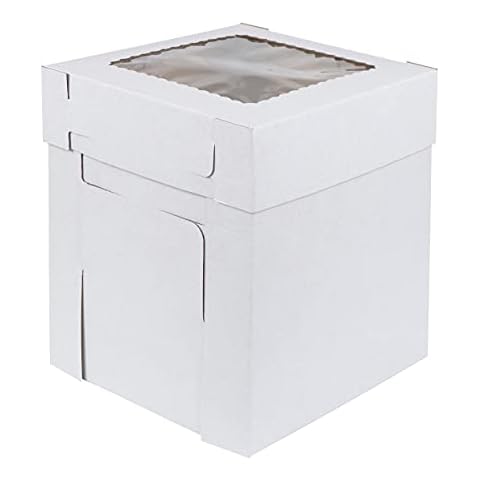 Spec101 Cake Boxes with Window, 10 x 10 x 12 Inch - 60pk of Pastry Boxes and Cake Container Lids for Bakery Treats Cover