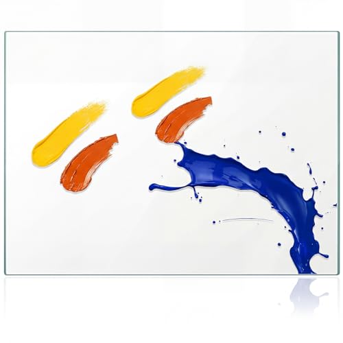 Nuanchu Tempered Glass Palette for Oil Painting Keeps Wet Paint Fresh Scratch Resistant Easy Clean up for Palette Artist Supplies DIY Color Mixing (9 x 12 Inches,Clear,1 Pcs)