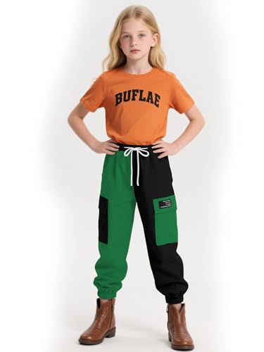 Image of Cromoncent Girls&Womens Cargo Pants Elastic Waist Lightweight Outdoor Jogger Pants, 6 Years - XX-Large