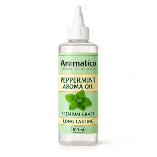 Image of AROMATICO Pure Peppermint Aroma Diffuser Oil with Long-Lasting Fragrance - 100ml. Fragrance Oil for Homes, Offices & Showrooms. Ideal for Diffusers, Reed Diffusers, Air-Purifiers & Candles