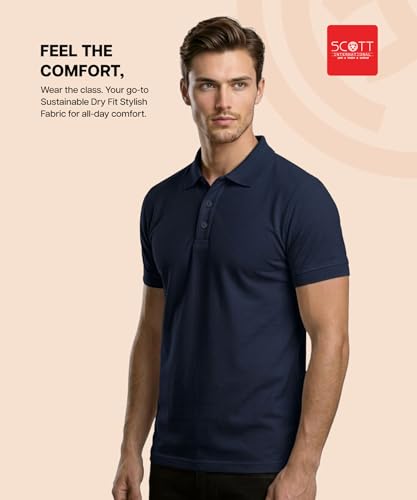 Image of Scott International T Shirt for Men | Polo T-Shirt for Man | Plain Casual Stylish | Half Sleeve | Mens Polyester Dry Fit Collar Polo Tshirts for Men, Quick Drying & Breathable Fabric, Gym Wear Tees