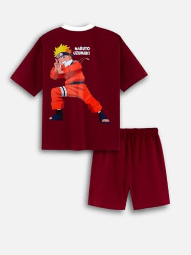 Image of Nap Chief Kids Cotton Naruto Print Co-Ord Set for Boys & Girls | Half Sleeve T-Shirt & Shorts Set | Soft Casual Summer Wear