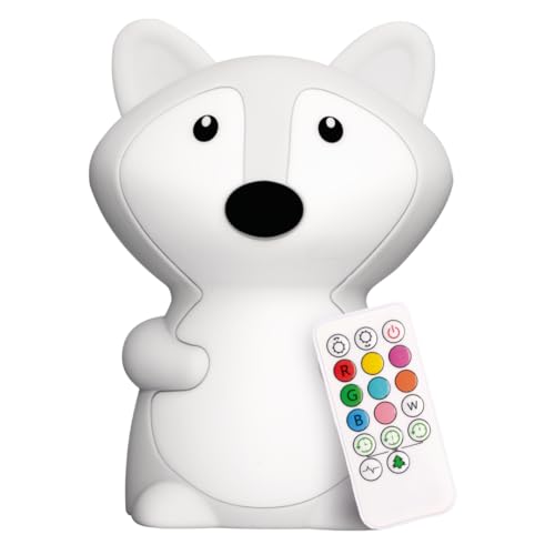 Image of Lumipets Fiona The Fox Squishy Night Light for Kids | Silicone Mood Lamp with Tap & Remote Control | Rechargeable Color Changing Animal NightLight for Boys & Girls | Portable Nightlight with USB Cord