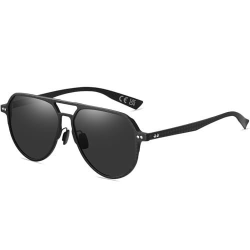 DUCO Aviator Sunglasses for Men Carbon Fiber Frame Polarized UV400 Protection Lens Fishing Driving Golf Sunglasses DC8328