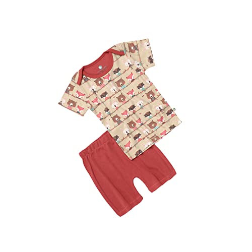 Cocoon Care| Bamboo Muslin Fabric Half Sleeves Tshirt & Short Set For Boys & Girls|Cute Print & Color| Summer Wear| Clothing Set For Baby