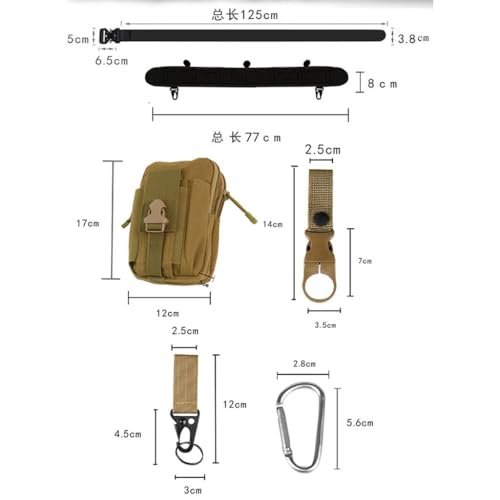 Tactical Belt with Pouches 5 in 1 Utility Metal Buckle 1.5 Inch Nylon Tactical Belt for Sports Outdoors Hunting2