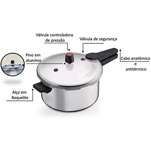 Panela de Pressão Polida 7L Fechamento Externo Nacional