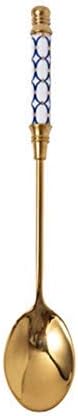 Dinner Spoon Set Stainless Steel Coffee Spoon Ceramic Long Handle Spoon Sterling Spoon Gold Plated Dessert Spoon Brilliant Dinner Spoon/Soup ladle (Color : E) (B)