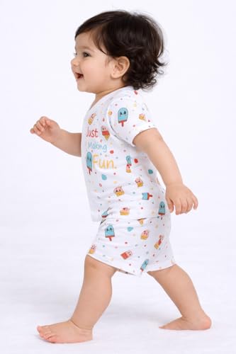 Image of Chandrika Baby Boys & Girls Regular Fit 100% Cotton Half Sleeve Jhabla & Shorts Set Pack of 3