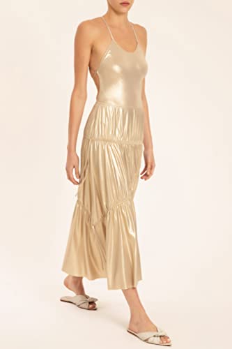 Metallic Frilled Midi Skirt2