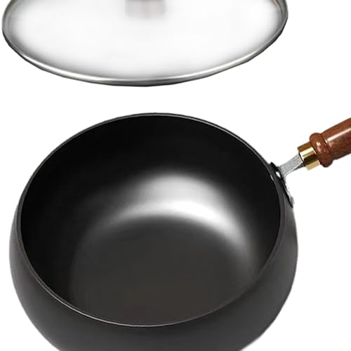 Wok de hierro 9.45'' con tapa de madera y vidrio miniatura 3