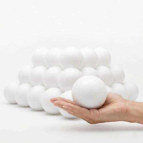 Amoyttn 40 Pcs Styrofoam Balls 3 Inch - 3.1 White Foam Balls for Crafts - Smooth Polystyrene Spheres for DIY Ornaments Solar System Models Wedding & Floral Decor School Projects