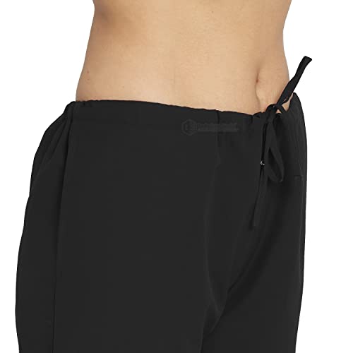 Image of IS IndoSurgicals Faux Wrap Scrub Suits for Doctors Women OT Dress (S, Black)
