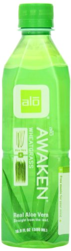 ALO Awaken Aloe Vera Juice Drink, Wheatgrass, 16.9 Fl. Oz (Pack of 12)