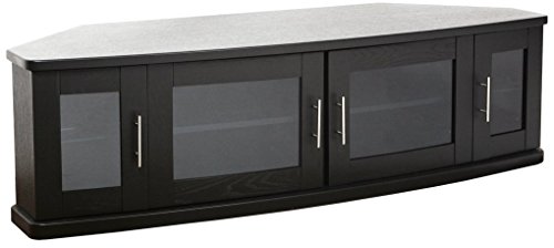PLATEAU Newport 62 B Corner Wood TV Stand, 62-Inch, Black Oa