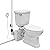 750W Macerating Toilet with Macerator Pump for Basement Upflush System, Two-Piece Elongated 1.28 GPF Toilet, Nano-Glaze Bowl, Left- trip Lever Water Tank, Extension Pipe, 4 Water Inlets