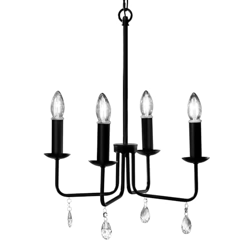 Image of Outdoor 12V Plug-in 4-Light Farmhouse Chandelier, Straight Arm